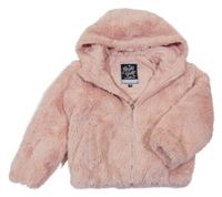 Ružová kožušinová podšitá bunda s kapucňou C&A