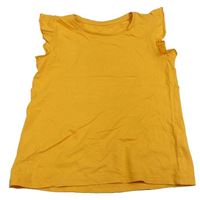 Horčicové tričko s volánikmi Matalan