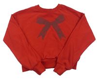 Červená crop mikina s mašlou H&M