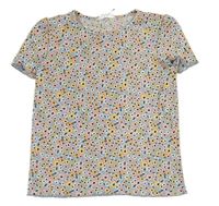Světlemodré žebrované květované tričko Primark
