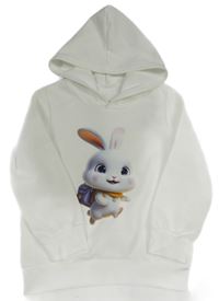 Biela mikina s králikom a kapucňou