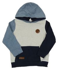 Svetlošedá -světlemodro-tmavomodrá mikina s kapucňou zn. Topolino