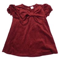 Vínové plyšové šaty s mašlou H&M