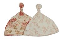 2set - 2x čepice - smetanová květovaná + bílá kvetovaná George