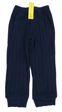 Nové - Tmavomodré rebrované úpletové tepláky Shein