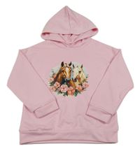 Svetloružová mikina s koníky a kapucňou