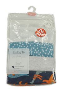 Nové - 3x body - modro-bílé puntíkaté + světlešedé + tmavomodré s diny Tu