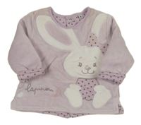 Lila sametová zateplená mikina s králíčkem 