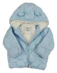 Světlemodrá šusťáková zimní bunda s medvídky a kapucí George