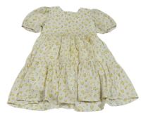 Bílo-růžové květované šifonové šaty 