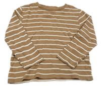 Hnedo-biele pruhované tričko Tu