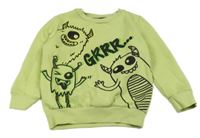 Svetlozelená mikina s príšerkami F&F