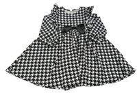 Čierno-biele vzorované šaty s mašlou Shein