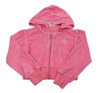 Ružová zamatová prepínaci crop mikina s květem