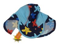 Nové - Tmavomodro-světlemodro-farebná UV šiltovka s hviezdami a ochranou krku John Lewis