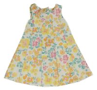 Bielo-žlto-zeleno-oranžové kvetované šaty