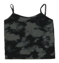 Čierno-sivý batikovaný šifónový crop top New Look