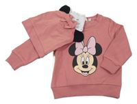 Nové - 2set - Růžová mikina s Minnie + čepice Disney