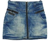 Dámska modrá plesňová rifľová prepínaci sukňa H&M