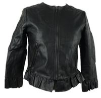 Dámská černá koženková crop bunda s volánkem Zara 