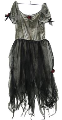 Kockovaným - Dámske sivo-čierne sametovo/tylové šaty s cípy