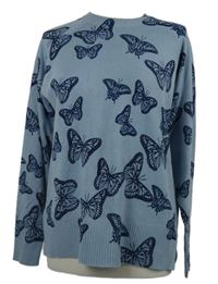 Dámsky svetlomodrý sveter s motýlikmi Papaya