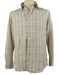 Pánska béžovo-modrá kockovaná košeľa C&A