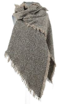 Dámský šedo-růžový pléd s třásněmi 