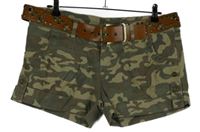 Dámské army plátěné kraťasy s páskem Denim 