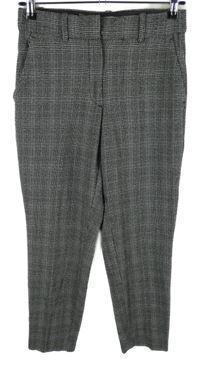 Dámske čierno-biele kockované nohavice H&M