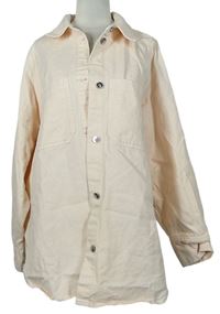 Dámska svetloružová rifľová oversized košeľová bunda H&M