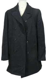 Pánsky tmavosivý vlnený kabát Massimo Dutti