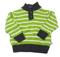 Zeleno-sivý sveter s prúžkami Liegelind