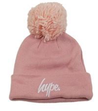 Růžová pletená čepice s logem a kapucí Hype 