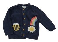 Tmavomodrý prepínaci sveter s obrázkami F&F