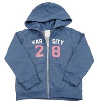 Modrá propínací mikina s číslem a kapucí Impidimpi