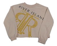 Svetloružová crop mikina logom River Island