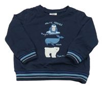 Tmavomodrá mikina so zvieratkami Pocopiano