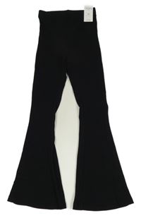 Nové - Černé žebrované flare legíny Nutmeg