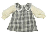 Černo-bílo-smetanové kostkované šaty 