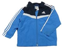 Tmavomodro-bílo-modrá šusťáková sportovní bunda Adidas