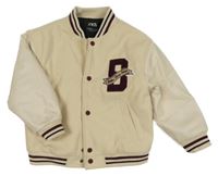 Světlebéžová flaušovo/koženková zateplená bunda s písmenem Zara