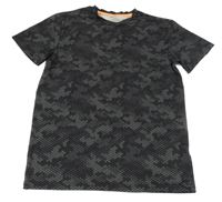 Černo-šedé vzorované sportovní tričko 