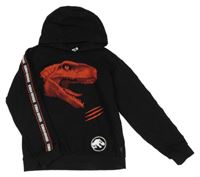 Černá mikina s dinosaurem a kapucí