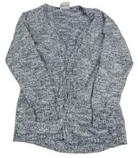 Tmavomodro-biely melírovaný pletený cardigan Topolino