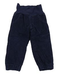 Tmavomodré manšestráky s úpletovým pasom