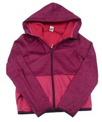 Tmavorůžovo-černá melírovaná thermo bundomikina s kapucňou Quechua