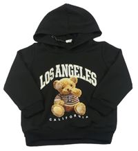 Čierna mikina s medvěďom a kapucňou Shein