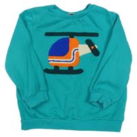 Tyrkysová mikina s vrtuľníkom Tu