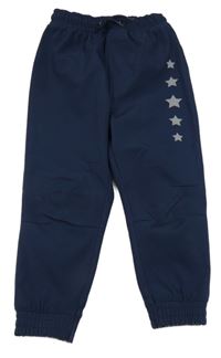 Tmavomodré softshellové cuff kalhoty s hvězdami 